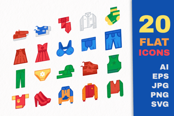 20 Flat Clothes Icons: Essential Symbols for Modern Design