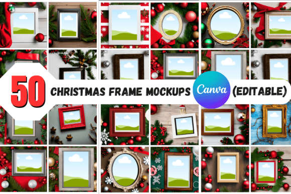50 Christmas Frame Mockups: Editable Festive Displays