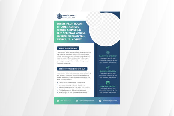 Circle Vertical Flyer Blue Green: Modern Vector Design Template