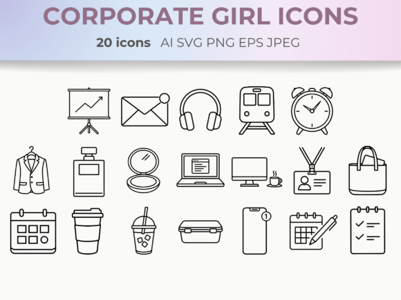 Corporate Girl Line Icons: Capturing Modern Office Life