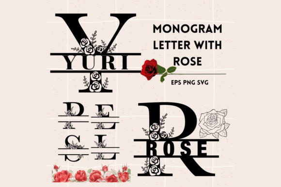 Elegant Letter Monogram SVG with Rose for Timeless Creations