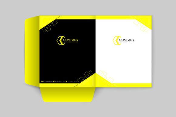 Modern Corporate Branding with Yellow Presentation Folders